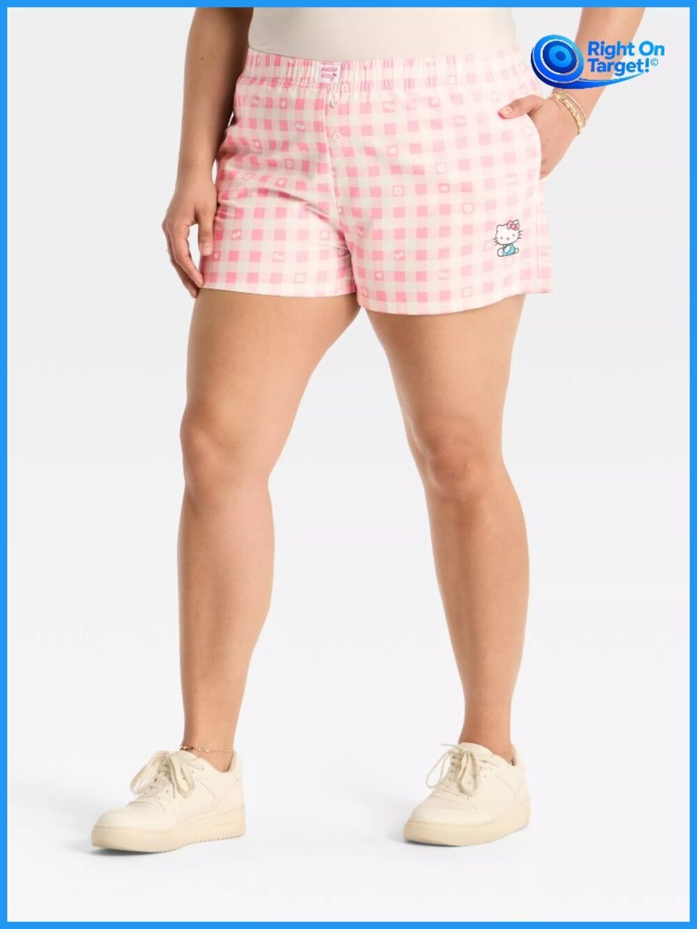 NWT 3X - Womens Hello Kitty Gingham Graphic Shorts - Pink